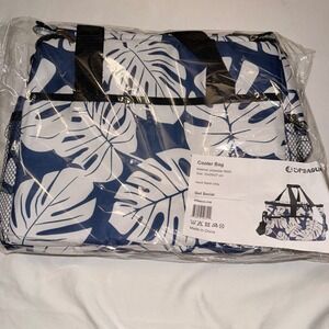 Speaqua Cooler Bag Large Blue White Monstera Leaf Print New Insulated